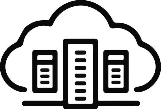 Cloud Server Icon &ndash; Cloud Computing, Data Storage, Hosting and Database Outline Vector