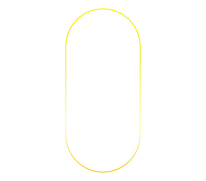 Golden neon oval frame glowing outline with gradient effect isolated on transparent background for digital compositions and graphic design