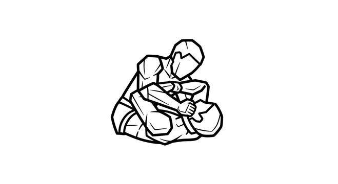 Brazilian Jiu Jitsu Mount Position Line Art Icon