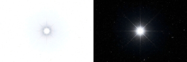 Star brilliant white celestial burst with radiant cosmic glow for effects and PNG, Transparent and Black Background Versions © Tanay