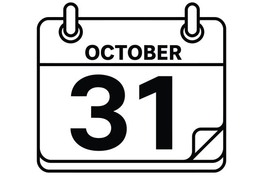 October thirty-first calendar icon with ring binding