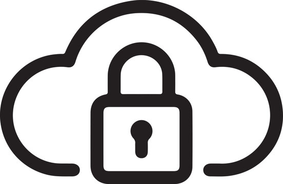 Minimal Cloud Security Lock Icon / Secure Cloud Storage Vector Illustration