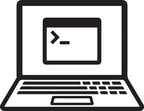 Laptop with Command Line Terminal Window Icon / Software Programming and Coding Concept