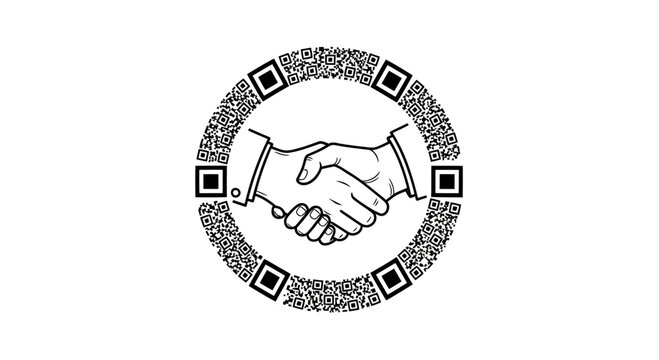 Business Handshake Inside Circular QR Code Icon