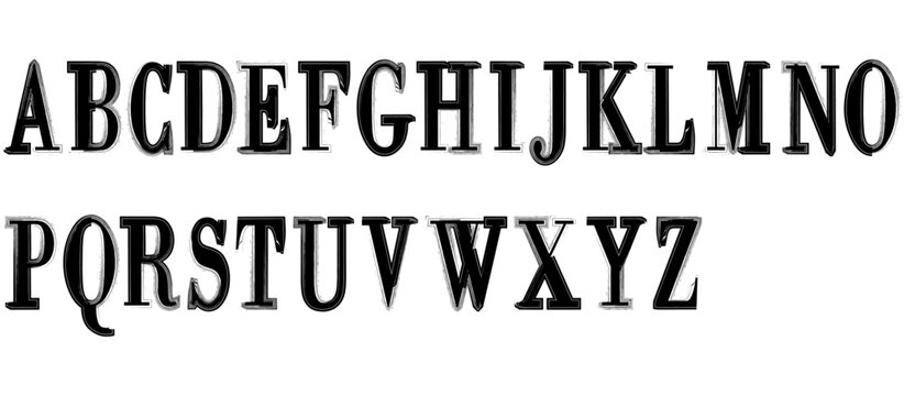 Upper case handwritten alphabet. Cute cartoon letters. School blackboard with ABC. Line font. Capital letters. Grunge brush stroke texture. Hand painted alphabet.