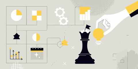 Chess Piece With Light Bulb Vector Illustration With Business Graphics © Delip
