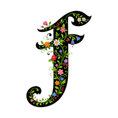 Fototapeta premium PNG Floral decorative letter illustration.