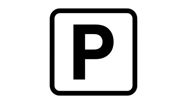Black letter P inside a white square parking sign.