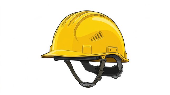 Hard hat used in construction, safety equipment for builders and workers on site, designed to protect against falling objects and impacts