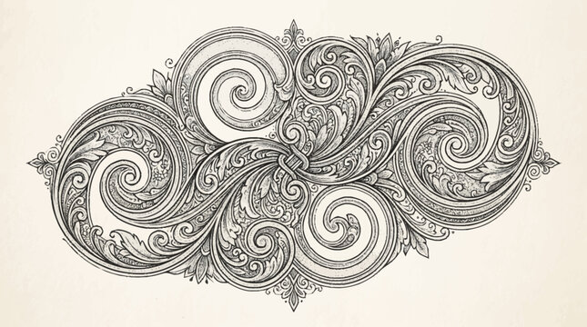 Intricate swirling ornamental design pattern.