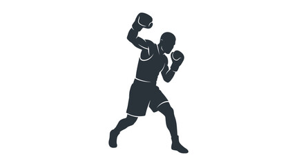 Obraz premium Silhouette of a boxer throwing a punch, dynamic pose, isolated on white background