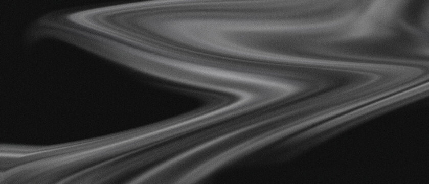 Abstract monochrome wave background featuring flowing liquid silver texture with grainy noise effects and dark moody lighting for creative digital design projects