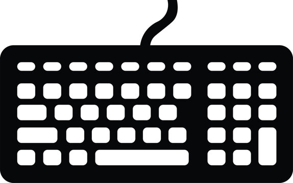 Computer keyboard icon, minimalist flat style vector graphic for web and office technology.