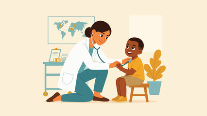 Vector illustration pediatrician exam © Urmi Bagum Urme