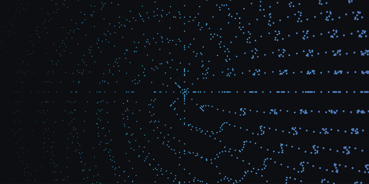 Futuristic digital data spiral vector, blue glowing particle vortex on dark background, abstract technology information flow for cyber security