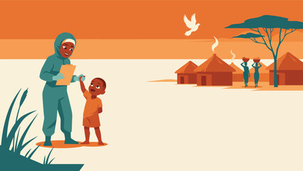 Vector illustration medical aid village © Urmi Bagum Urme