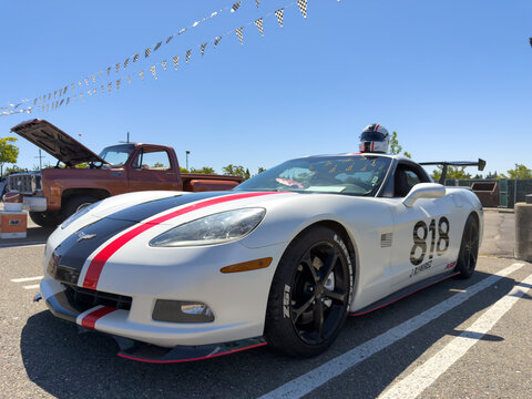 White Chevrolet Corvette Grand Sport At Car Show