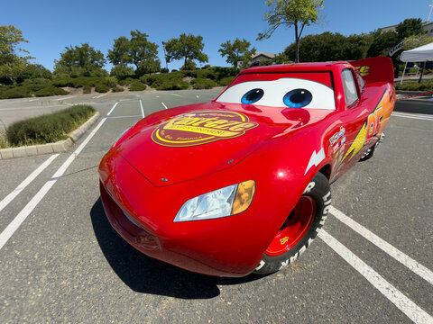 Lightning McQueen Character Car Display In Parking Lot