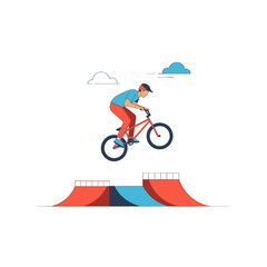 Fototapeta premium BMX Rider Performing Jump at Skatepark