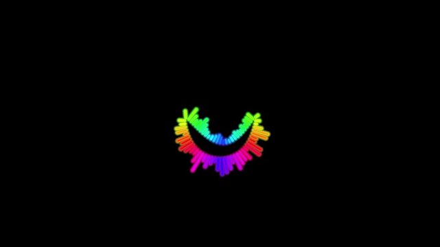 Curved Rainbow Audio Spectrum Equalizer Loop on Black Background
