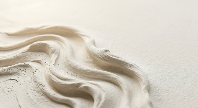 Luxury White Kaolin Clay Texture Background with Organic Sculpted Surface and Copy Space