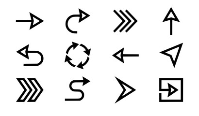 Modern arrow icon collection with twelve directional vector symbols © Md