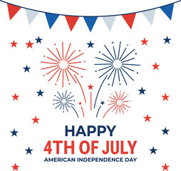 Obraz premium Festive fourth of july celebration with fireworks and stars silhouette