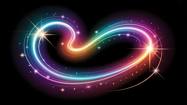 Light line neon swirl effect glitter light fire flare trace magic sparkle trail element png 