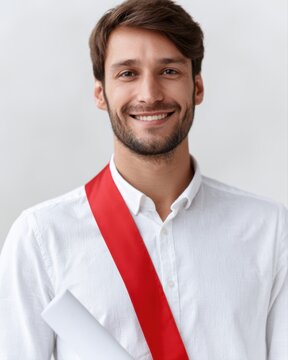 Young professional smiling after completing online certification course, continuous learning concept