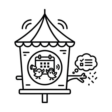 Birdhouse calendar concept with birds for event scheduling and planning