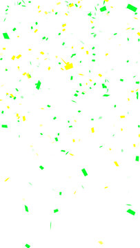 green confetti rain falling isolated on transparent background , png birthday party and celebration and sale vertical social media overlay design element