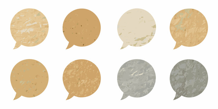Eight Speech Bubbles With Distressed Texture Vector Illustration