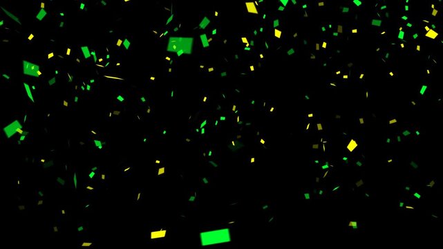 green yellow confetti rain falling alpha channel animation,  birthday party and celebration and sale stream video social media motion design element