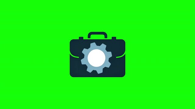 Business Toolkit Icon with Rotating Gear Animation on Green Screen | Productivity Overlay