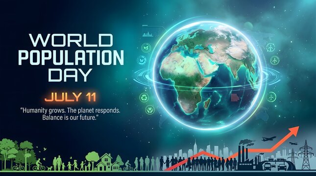 Earth Globe With Population Indicators Digital Illustration With Teal Background