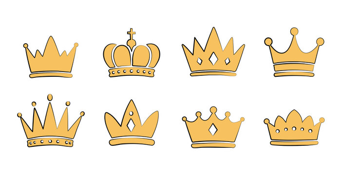 Hand drawn crown doodle illustration representing royalty, king, queen, prince and achievement. Ideal for branding