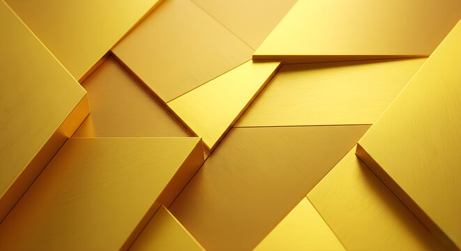 Abstract geometric composition with overlapping yellow shapes and light rays