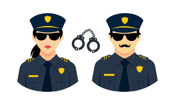 Law Enforcement Team Flat Vector Icon Collection