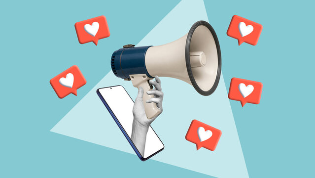 Social Media Engagement and Marketing Strategy, Digital Influence, Viral Promotion, Online Audience Communication, Brand Awareness, Content Amplification, and Community Growth Concept