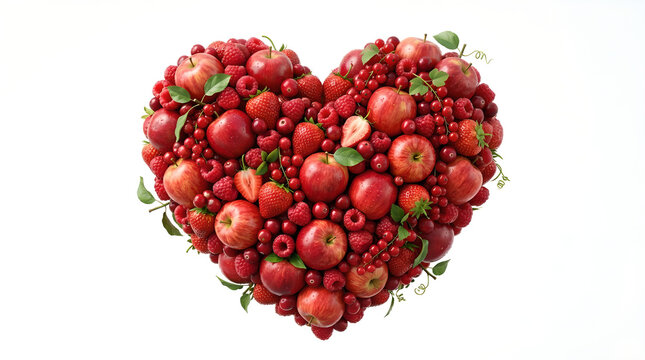 Heart shaped fruit arrangement with apples and berries