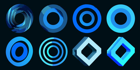Blue 3d Circular And Diamond Shapes With Gradient Lighting © Savankar
