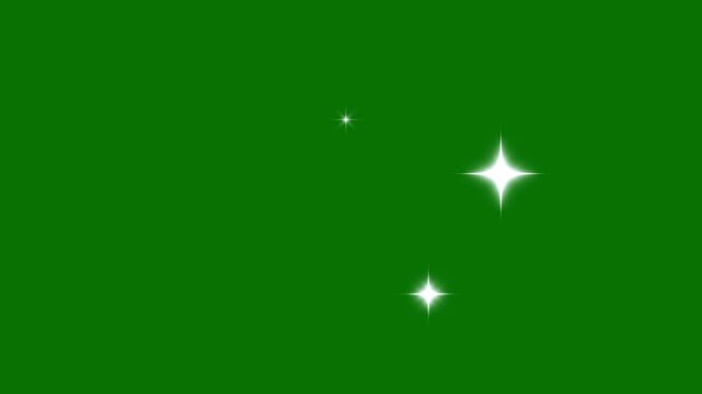 Magical Glitter Explosion with White Twinkle Stars, Glowing Starlight Path,, Pixie Dust Particles, Retro Light Blink Effects, Glowing Celebration Overlay Animation on green Screen 4K