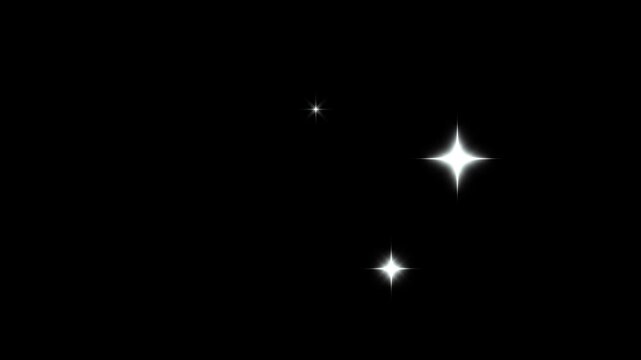 Magical Glitter Explosion with White Twinkle Stars, Glowing Starlight Path,, Pixie Dust Particles, Retro Light Blink Effects, Glowing Celebration Overlay Animation on Black Screen 4K