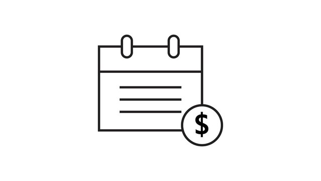 Calendar icon with dollar currency symbol signifying financial payment due dates.