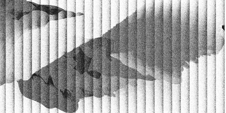 Abstract dark black gradient background with vertical ribbed and reeded lines texture. Minimalist gray striped background with fluid dark corner shapes. A striking monochrome abstract image with verti