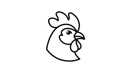 Fototapeta premium Simple Line Art Rooster Head Icon Isolated on White Background