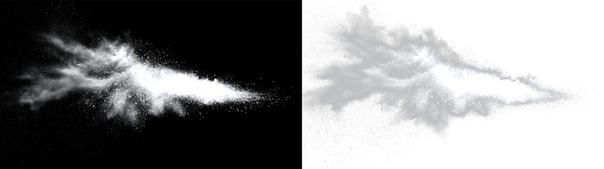 White dust particle sprite effect with misty edges isolated on transparent and black background, for creative design use, PNG with a light overlay © Liubov