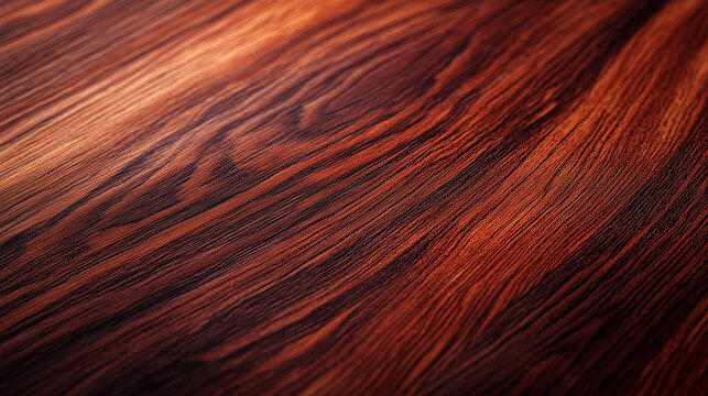 An elegant abstract background showing the intricate fine lines and waves of a premium dark brown polished wooden panel texture