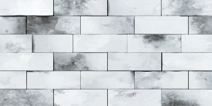 White brick wall texture background with cement and stone pattern, abstract architectural surface of old rough concrete blocks and construction material