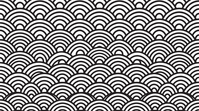 Seamless Black and White Geometric Pattern with Abstract Isometric Cubes and Intricate Escher Style Optical Illusion Grid
